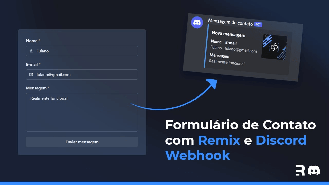 Thumbnail do vídeo Formulário de contato com Remix e Discord Webhooks